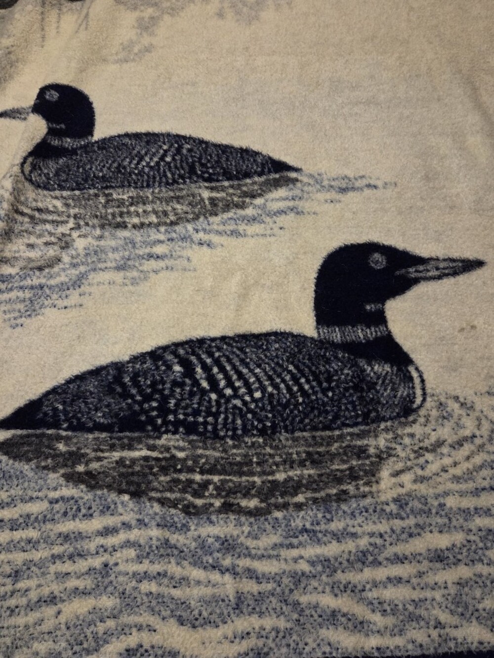 Biederlack Vintage Loons Ducks Fleece Cozy Throw Blanket 56" X 70" Reversible - Picture 4 of 7
